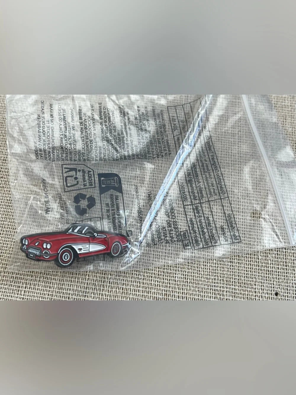 Classic 1958 Red Corvette Car Enamel Pin- NEW